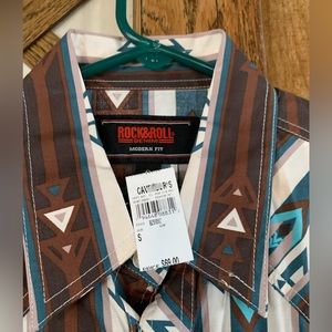 Rock & Roll Denim Aztec western shirt. Never worn. Brand new with tags. Size Sm